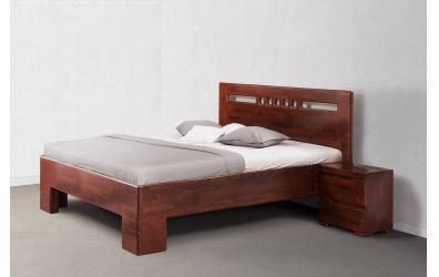 Manželská postel SOFIA čelo rovné, čtverečky, 160x200 cm, buk cink